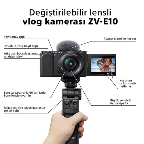 Sony ZV-E10 + 16-50mm Lens Aynasız Fotoğraf Makinesi - Görsel 4